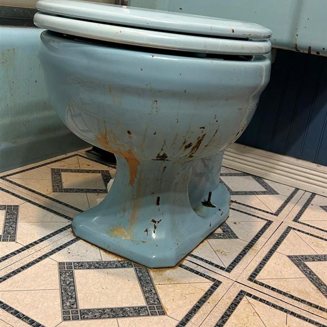 Toilet base before cleaning