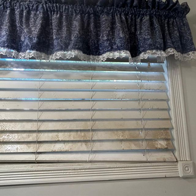 Window blinds before cleaning